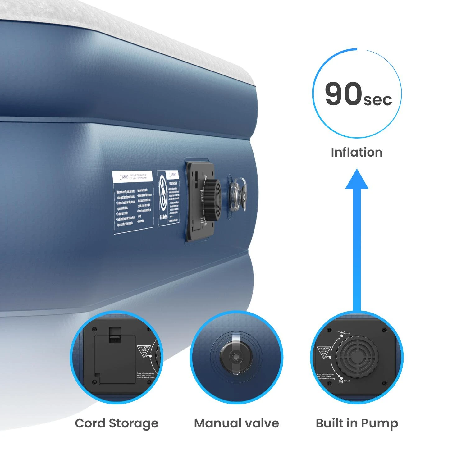 Active Era Single Comfort Air Bed – Grey/Navy 4 Active Era Single Comfort Air Bed – Grey/Navy - Image 2