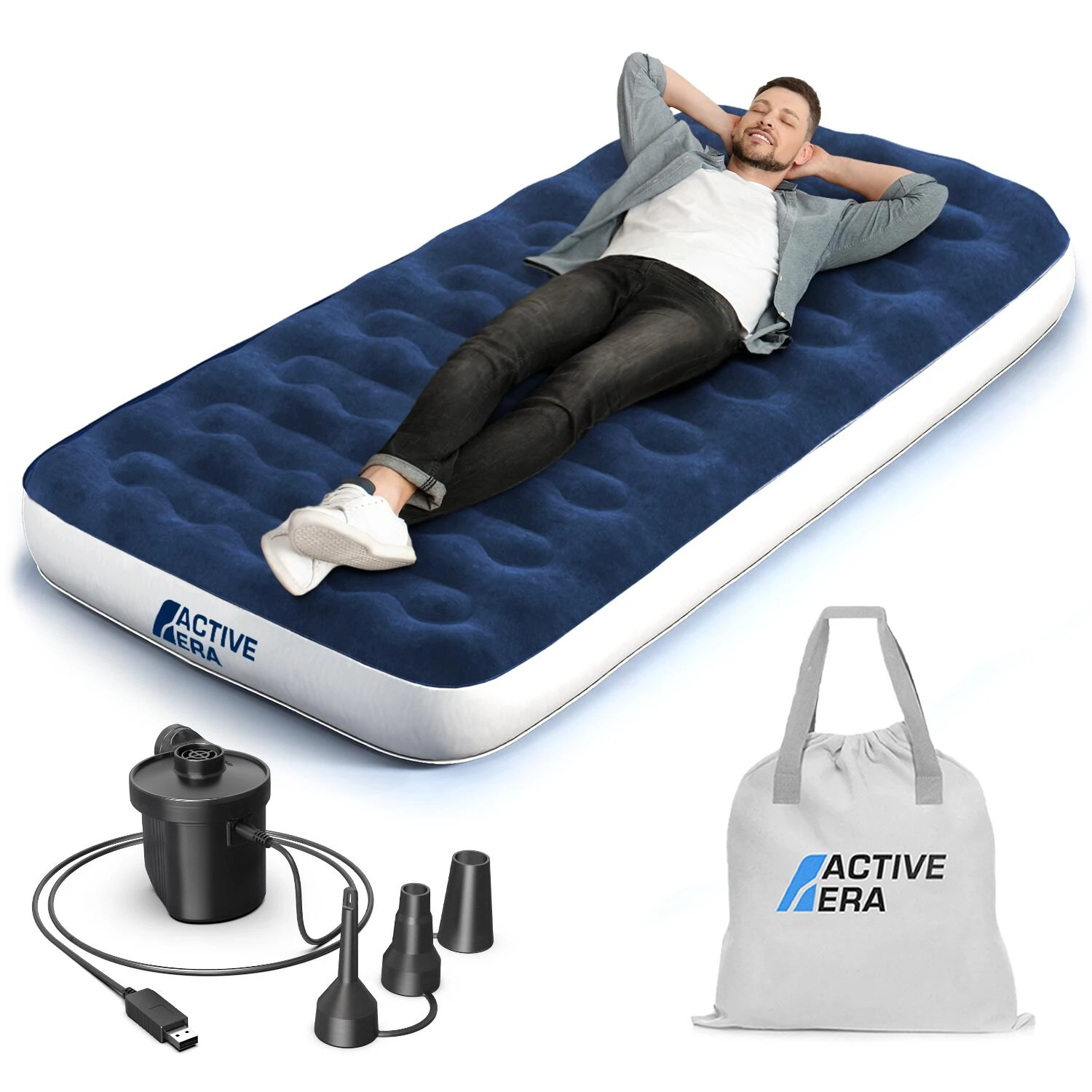 Active Era Single Camping Air Bed – Navy/White 4 Active Era Single Camping Air Bed – Navy/White - Image 2