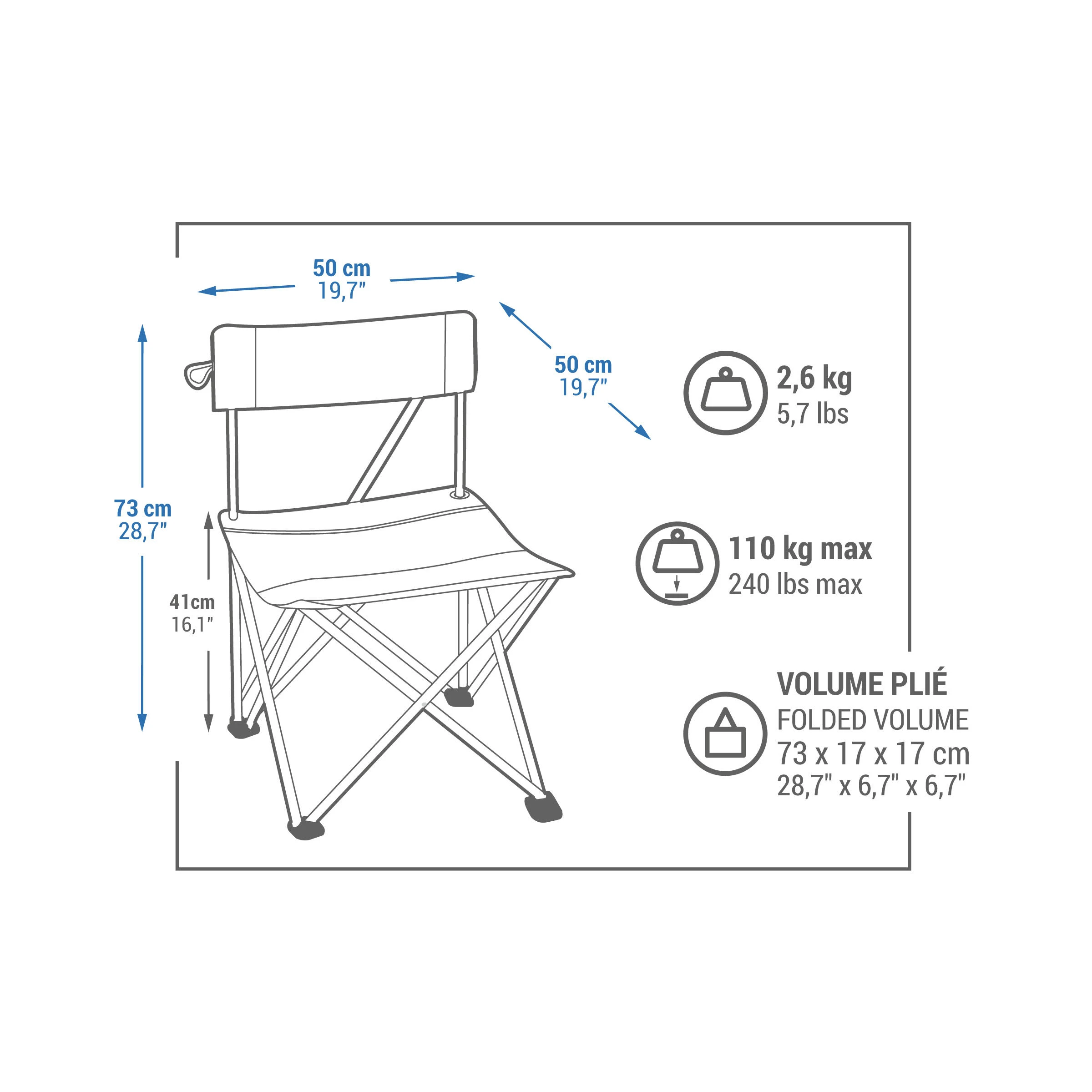 Quechua Folding Camping Chair 4 Quechua Folding Camping Chair - Image 2