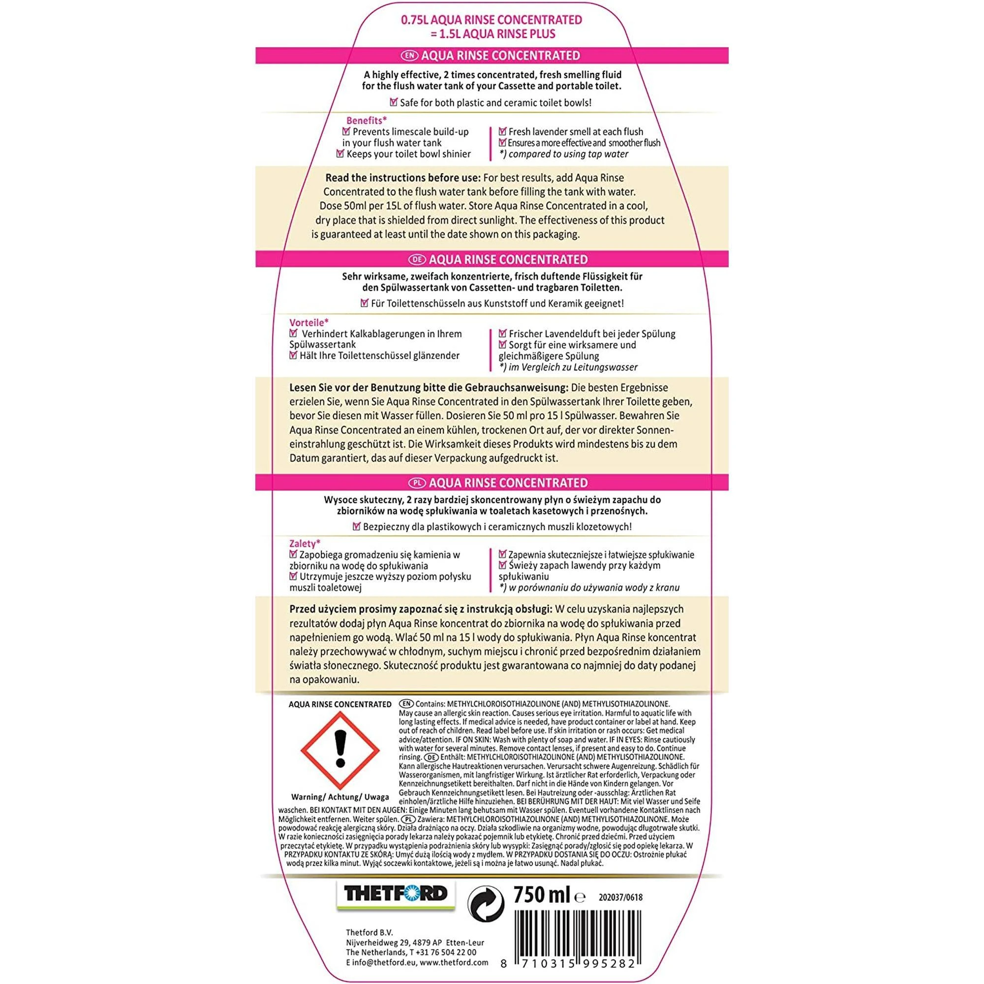 Thetford Aqua Kem Rinse Concentrate, 0.75 Litres 5 Thetford Aqua Kem Rinse Concentrate, 0.75 Litres - Image 3